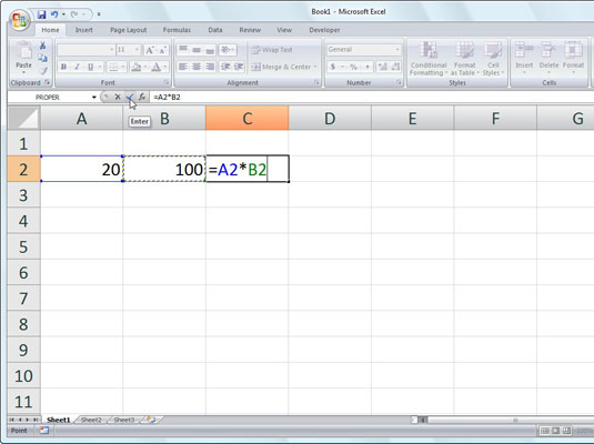 Kā ievadīt pamatformulas programmā Excel 2007