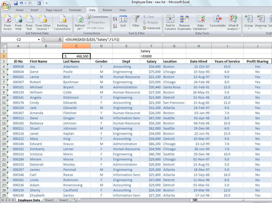 Prehľad databázových funkcií programu Excel 2007