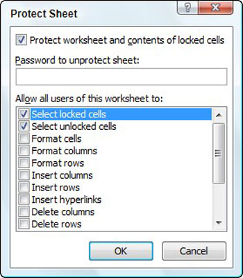 Beskyttelse af celledata i Excel 2007