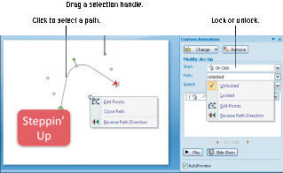 Zmeňte cestu pohybu na snímke programu PowerPoint 2007