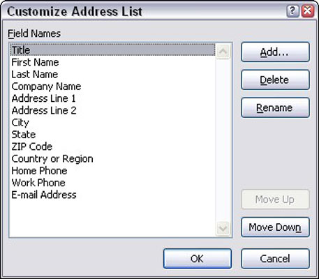 Combinació de correspondència de Word 2007 — Pas 2: Assignació de camps