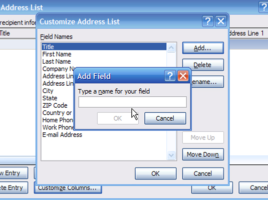 Combinació de correspondència de Word 2007 — Pas 2: Assignació de camps