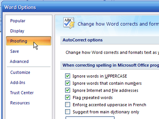 Hvordan sjekke grammatikk i Word 2007