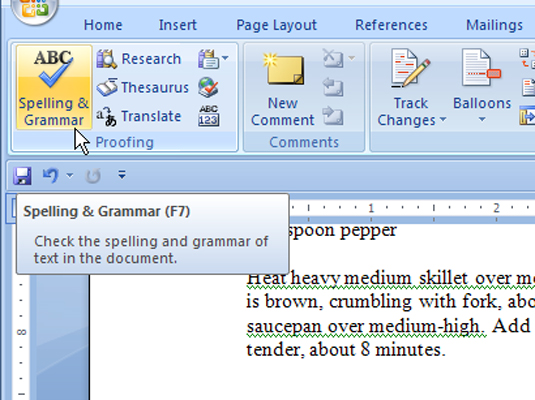 Πώς να ελέγξετε τη γραμματική στο Word 2007