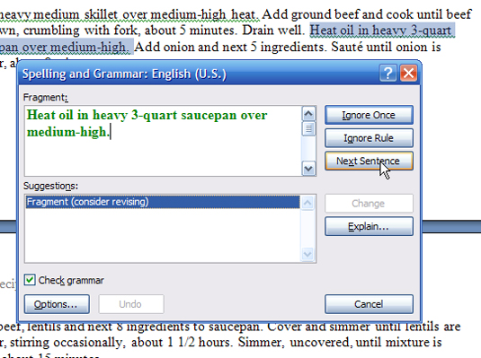 Si të kontrolloni gramatikën në Word 2007