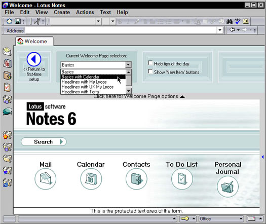 Përshtatja e faqes së mirëseardhjes së Lotus Notes