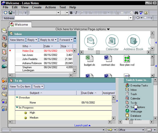 Përshtatja e faqes së mirëseardhjes së Lotus Notes