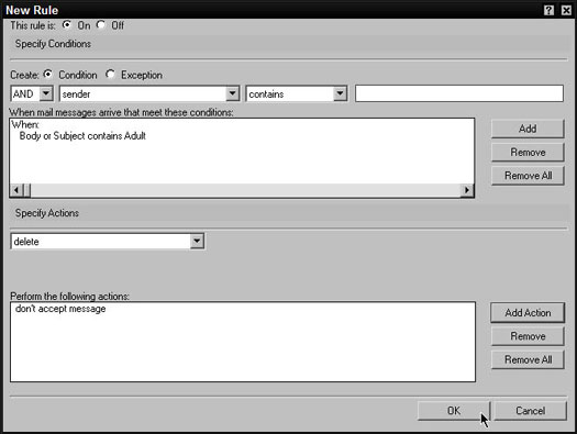 Krijimi i një rregulli në Lotus Notes 6