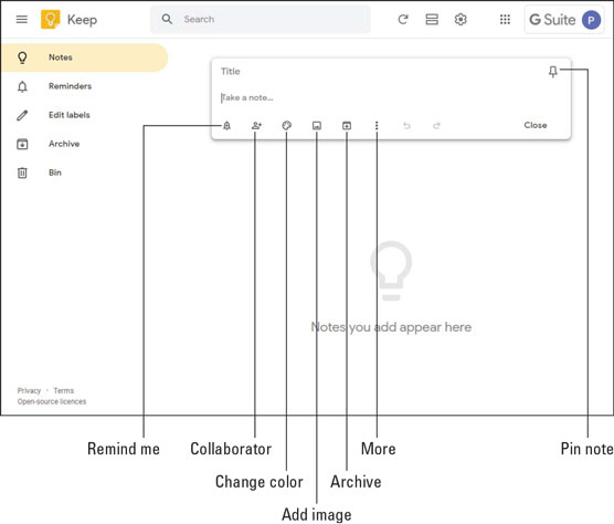 Compartint notes amb l'aplicació Keep de G Suite