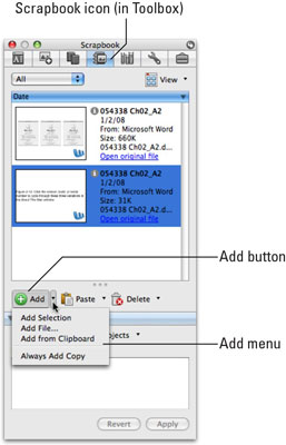 Použití Scrapbook v Office 2008 pro Mac