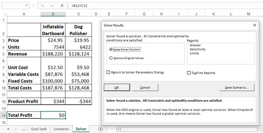 Επίλυση Excel: Βελτιστοποίηση αποτελεσμάτων, προσθήκη περιορισμών και αποθήκευση λύσεων ως σενάρια