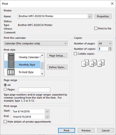 Com imprimir el vostre calendari d'Outlook