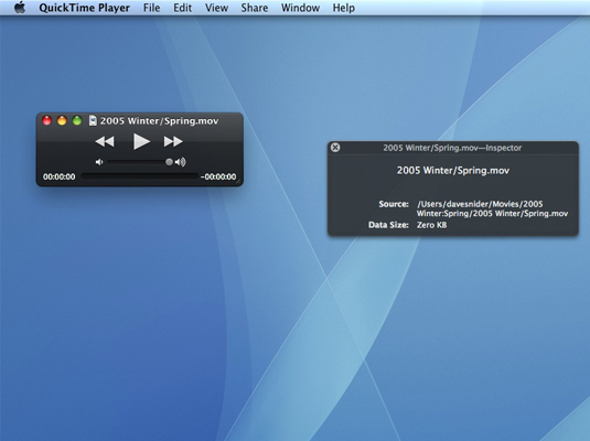 Ako získať prístup k informáciám o filme v QuickTime na Mac OS X Snow Leopard