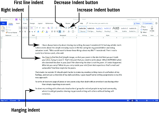 Kā līdzināt un ievilkt rindkopas programmā Word 2019