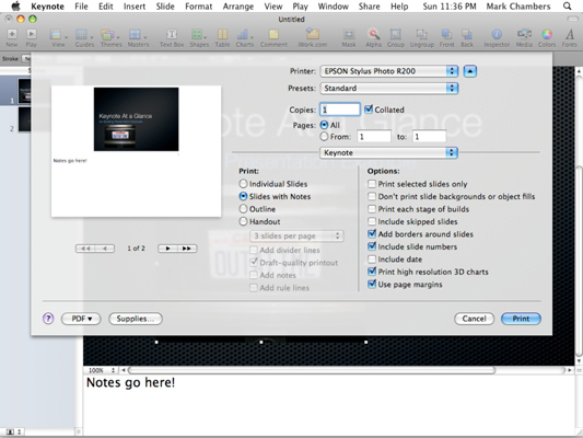 Како да одштампате своје Кеиноте слајдове и белешке
