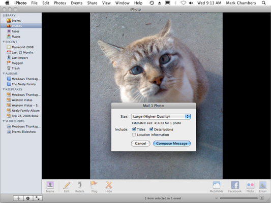 Hur man e-postar foton från iPhoto 09