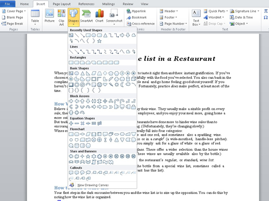 Grafiikan sisällyttäminen Word 2010 -asiakirjaan