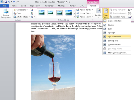 Πώς να τυλίξετε κείμενο γύρω από ένα γραφικό στο Word 2010