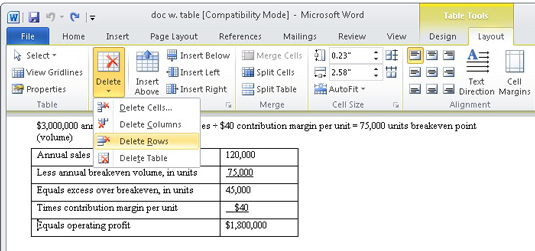 Hvordan formatere en tabell i Word 2010