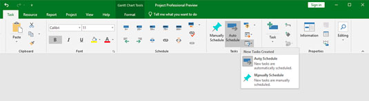 Projektitietojen syöttäminen Microsoft Project 2019:ään