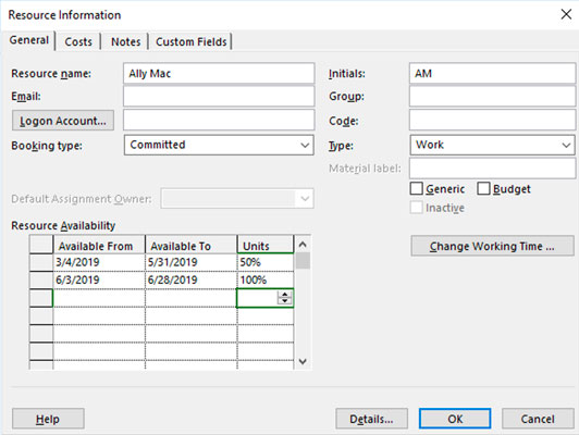 Sådan administreres ressourcer i Microsoft Project 2019