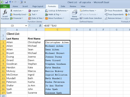 Tekstimerkkijonojen liittäminen Excel 2010:ssä & Operatorin kanssa