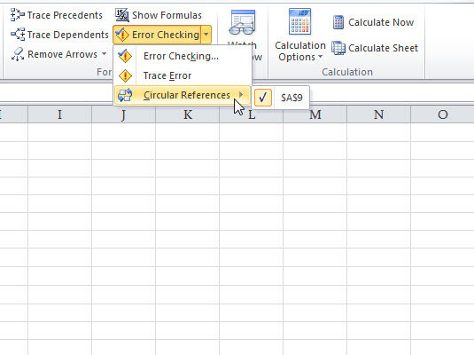 Tractament de referències circulars a les fórmules d'Excel 2010