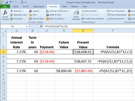 Zkoumání hodnoty investice pomocí funkcí PV a FV aplikace Excel 2010