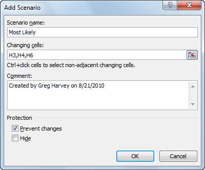 Hvordan evaluere scenarier med Scenario Manager i Excel 2010