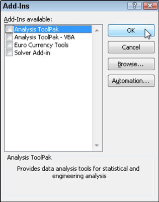 Sisäisten apuohjelmien käyttäminen Excel 2010:ssä