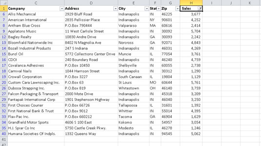 Slik filtrerer du tall i en Excel 2010-tabell