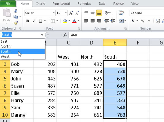 Sådan navngiver du en celle eller et område i Excel 2010