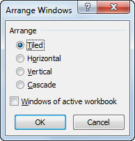 Как да подредите Windows в работни книги на Excel 2010