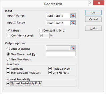 Kā programmā Excel izmantot regresijas datu analīzes rīku