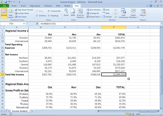 Rolovanie v pracovnom hárku programu Excel 2010