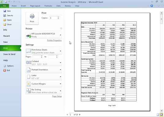 Slik skriver du ut bestemte deler av en Excel 2010-arbeidsbok