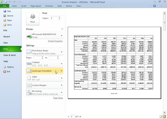 Kaip pakeisti popieriaus orientaciją ir dydį programoje „Excel 2010“.