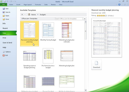 Veidņu izmantošana programmā Excel 2010