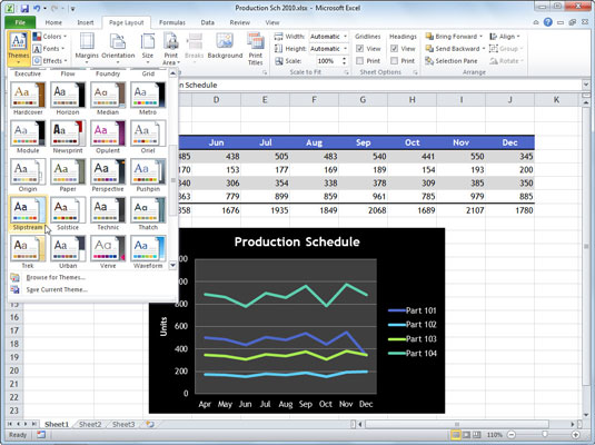 Jak použít motiv návrhu na list aplikace Excel 2010