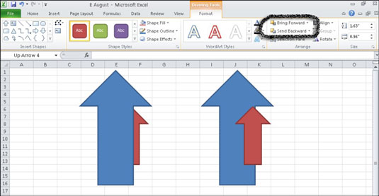 Graafisten objektien uudelleenjärjestäminen ja ryhmittäminen Excel 2010:ssä