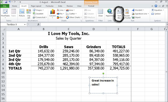 Hvordan kommentere med tekstbokser i Excel 2010