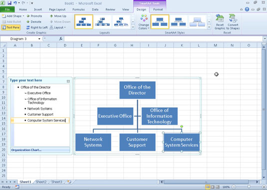 Kā pievienot SmartArt diagrammas un sarakstus programmā Excel 2010