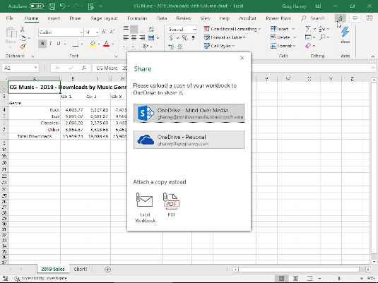 Pastabos ir failų bendrinimo funkcijos programoje „Excel 2016 Update“.