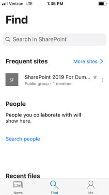 SharePointi mobiilirakendus