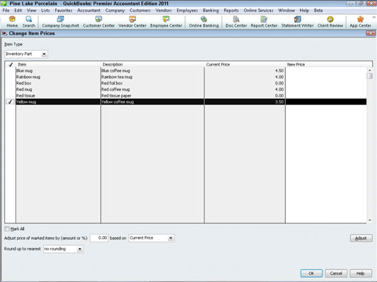 Jak upravit ceny v QuickBooks 2011