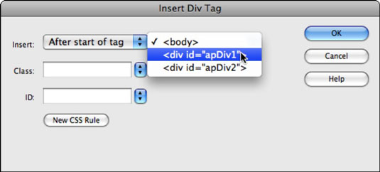 Relativt placeret DIV-oprettelse i Adobe CS5 Dreamweaver