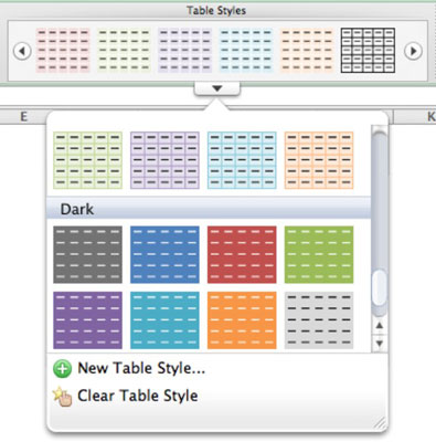 Oblikujte s slogi tabele v Office 2011 za Mac