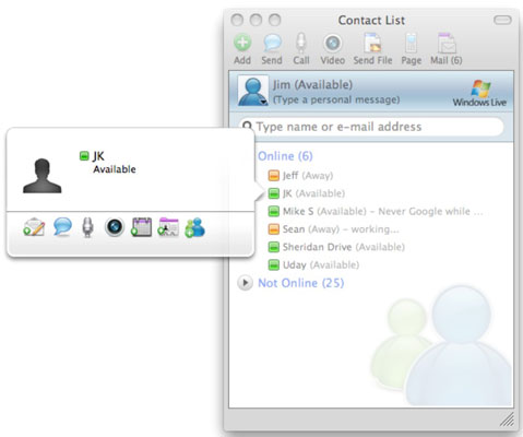 Pripojenie k aplikácii Messenger a Communicator v Office 2011 pre Mac