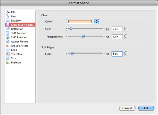 Office 2011 për Mac: Shtimi i hijeve, shkëlqimit dhe reflektimit në forma