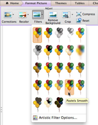 Bruk av filtre på bilder i Office 2011 for Mac